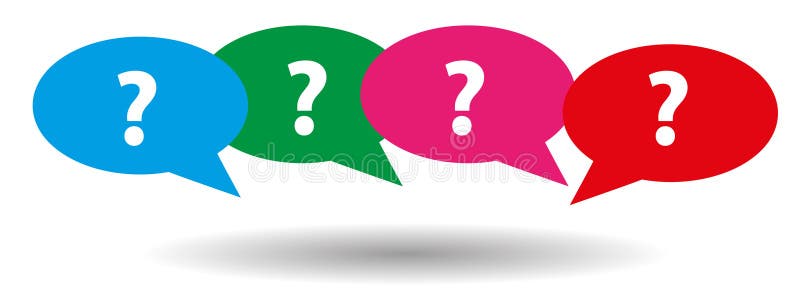 Baloane de dialog cu semne de întrebare pe alb royalty free illustration