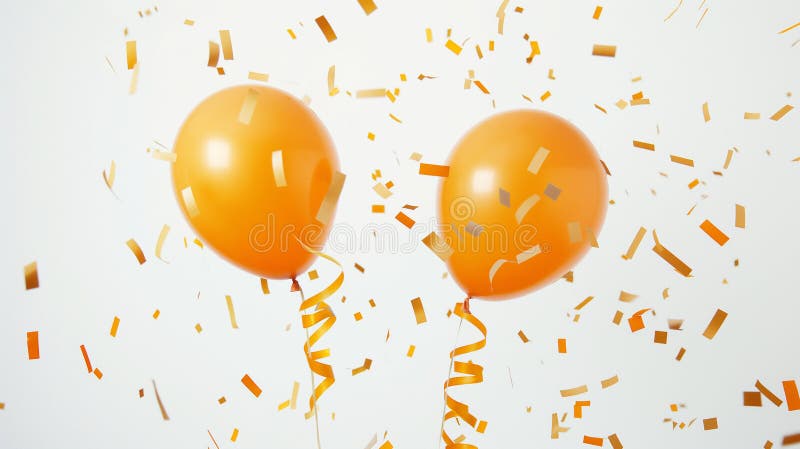 Balony pomarańczowe z obrazem obchodów konfetti dla uroczystości radosne fotografie imprezy zdjęcie stock