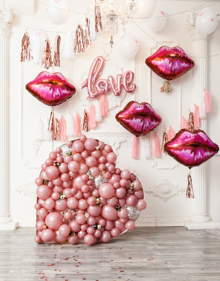Baloon Pink heart Background indoor Love decorations