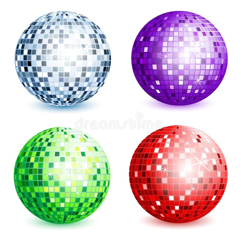 Disco ball collection and white background. Disco ball collection and white background