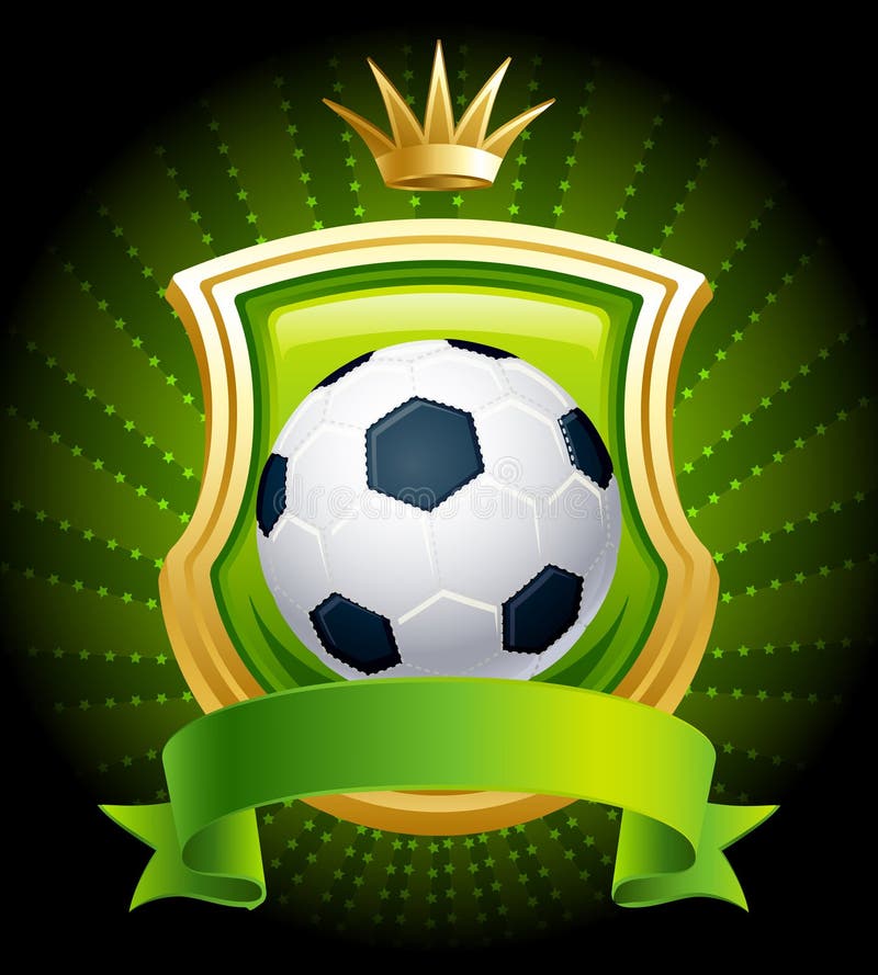 Vector illustration - banners with soccer ball, shield and crown. Vector illustration - banners with soccer ball, shield and crown