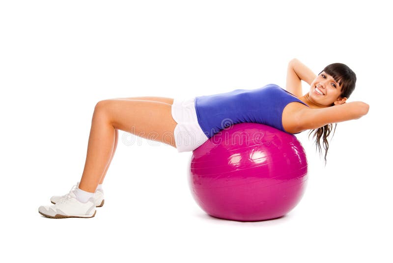 Young girl doing fitness on the ball. Young girl doing fitness on the ball