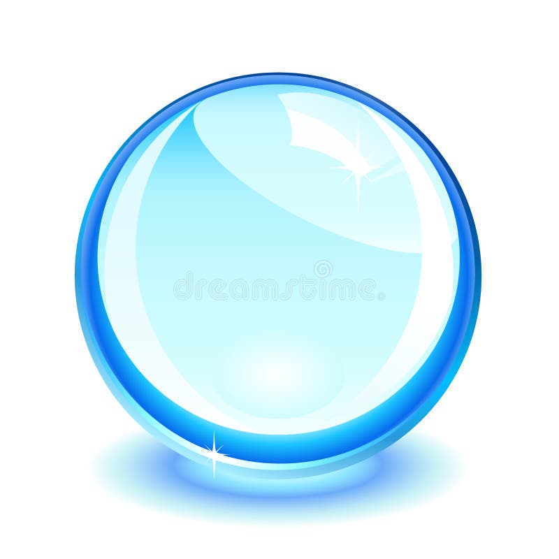 Blue crystal ball over white. Blue crystal ball over white