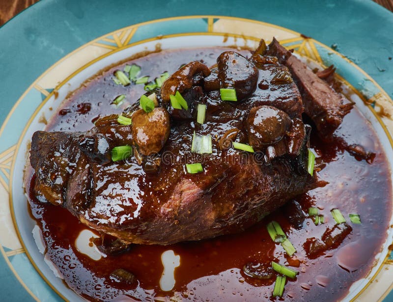 Balsamic Glazed Roast Beef stock image. Image of stone 118957023