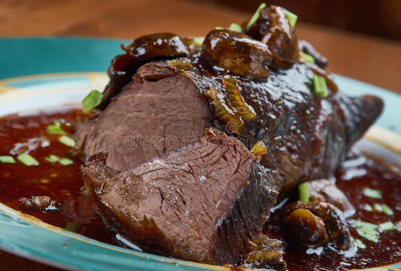 Balsamic Glazed Roast Beef stock image. Image of board 118956863