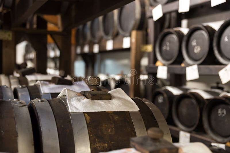 Balsamic vinegar wooden barrels storing and aging royalty free stock image Balsamic vinegar wooden barrels storing and aging royalty free stock image