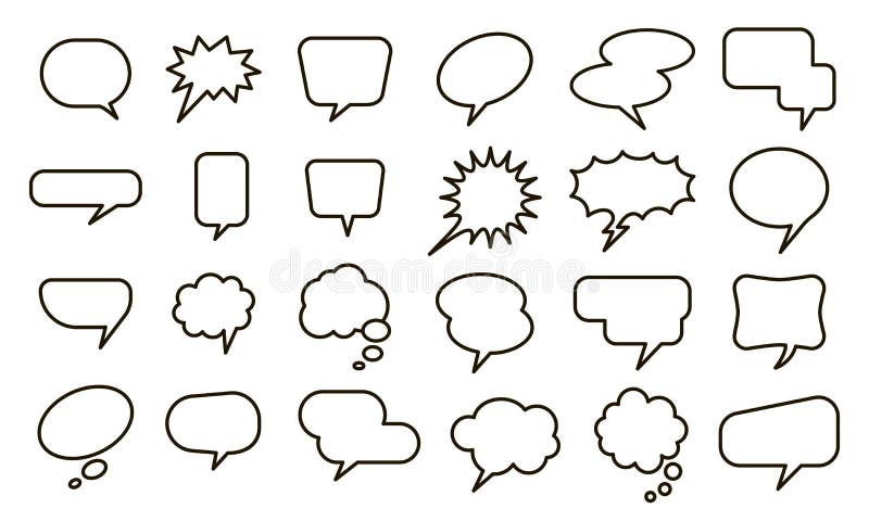 Balão vazio da fala Adesivo de bolhas, balões de esboço de conversação e elementos de texto em quadrinhos conjunto isolado de vet