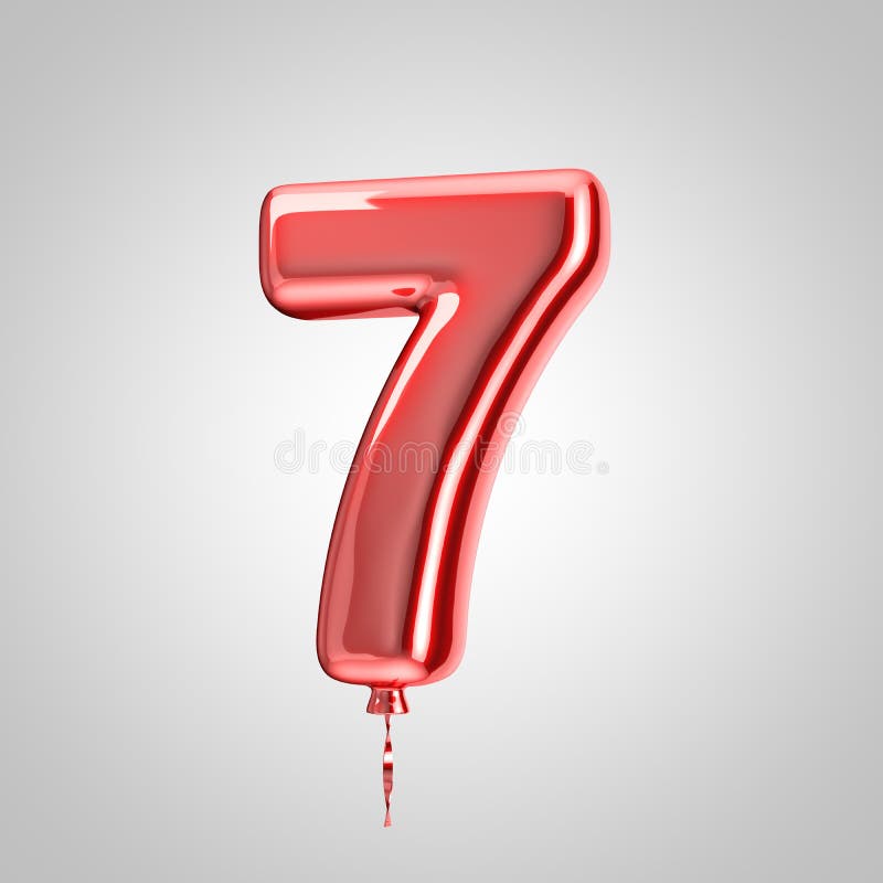 Balão vermelho metálico brilhante número 7 isolado no fundo branco ilustração do vetor Balão vermelho metálico brilhante número 7 isolado no fundo branco ilustração do vetor