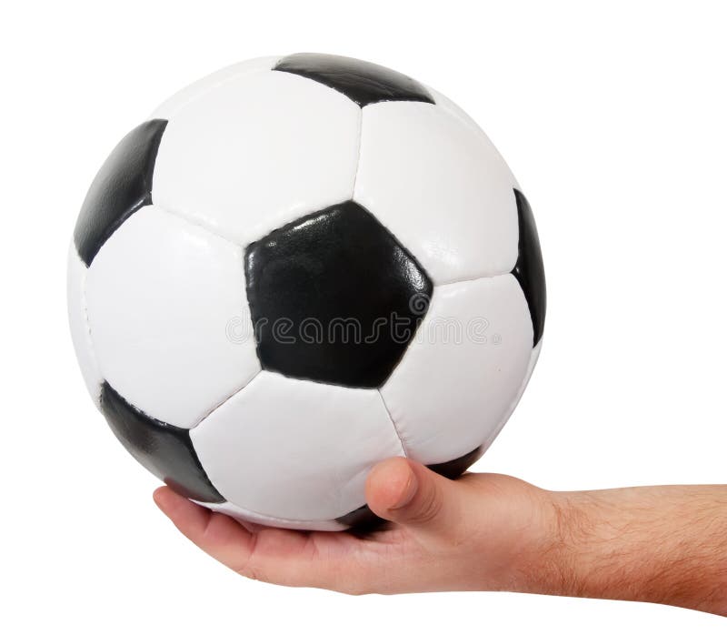 Balón de fútbol disponible imagen de archivo libre de regalías Balón de fútbol disponible imagen de archivo libre de regalías