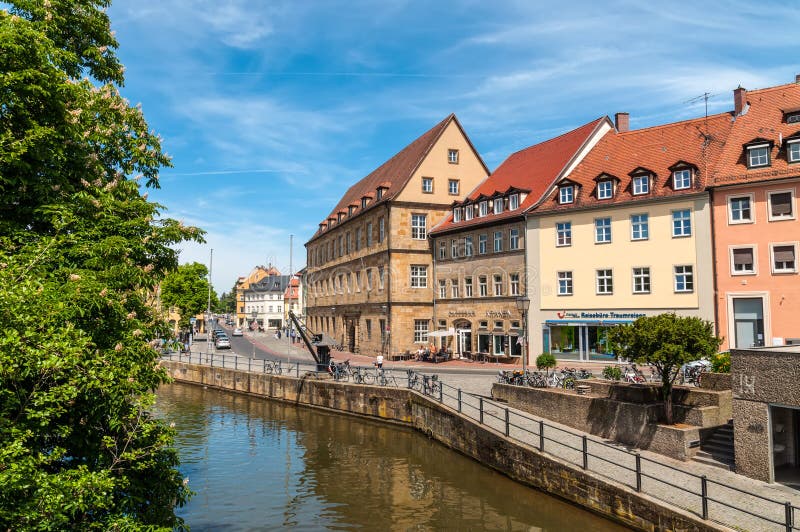 Regnitzrivier in Bamberg, Duitsland Redactionele Foto Image of