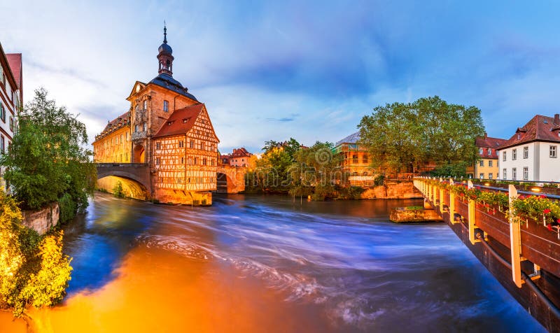 Bamberg, Bavaria - Half-timebered Town Hall and Bridge Decorated by ...