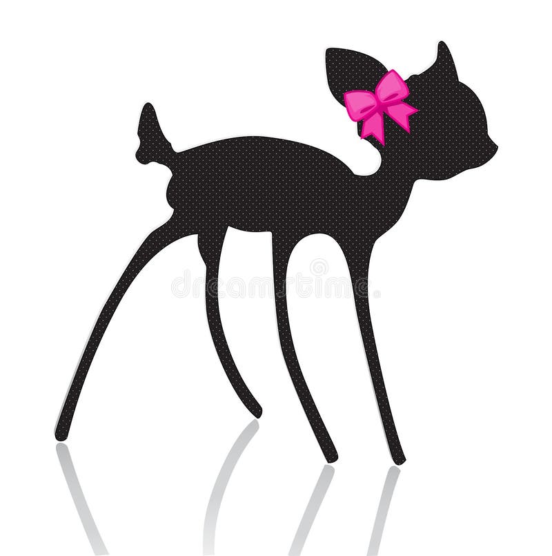 Bambi silhouette with pink bow ribbon