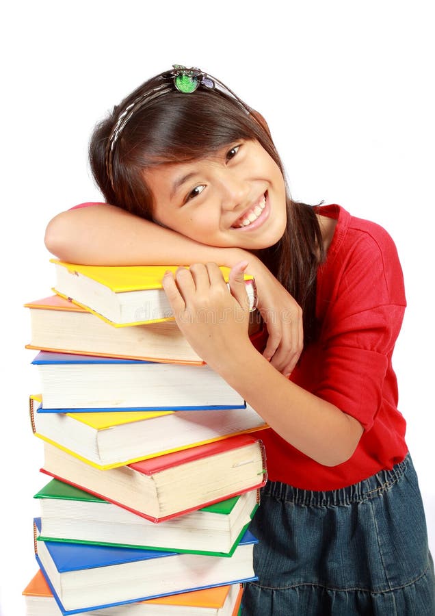 Bambina con i libri fotografia stock libera da diritti Bambina con i libri fotografia stock libera da diritti