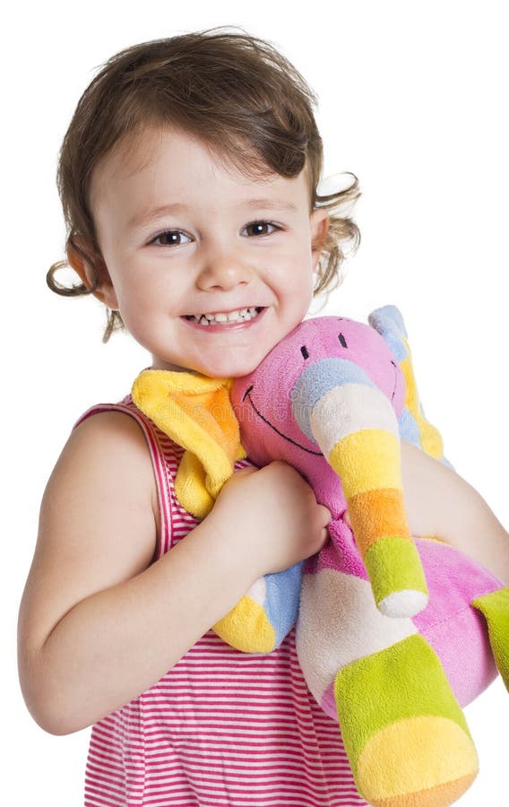 Bambina con il suo elefante del giocattolo immagini stock libere da diritti Bambina con il suo elefante del giocattolo immagini stock libere da diritti