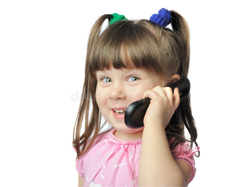 Bambina con un telefono mobile