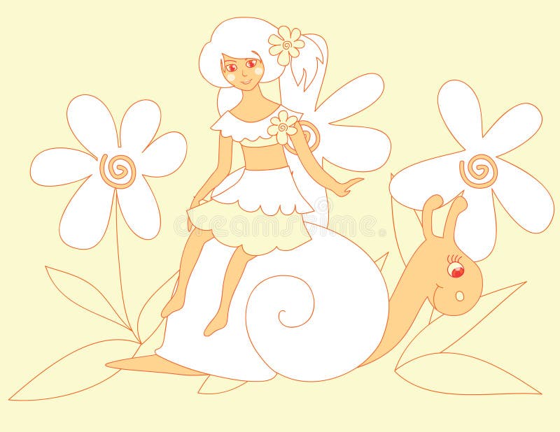 Bambina e lumaca sveglie illustrazione di stock Bambina e lumaca sveglie illustrazione di stock
