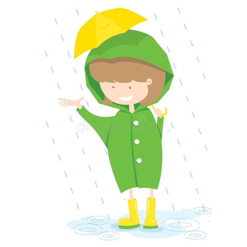 Bambina nel giorno piovoso. illustrazione di stock Bambina nel giorno piovoso. illustrazione di stock