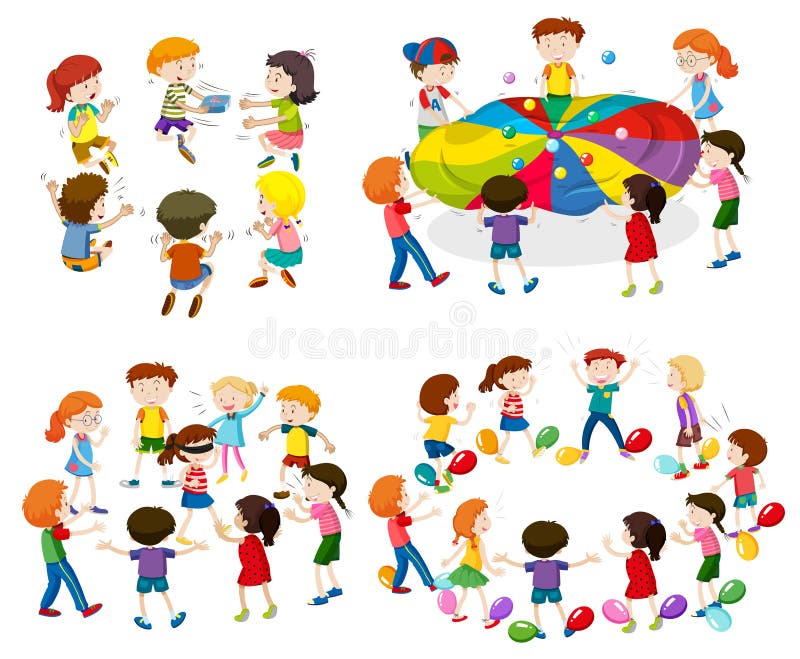 Bambini che giocano i giochi differenti royalty illustrazione gratis Bambini che giocano i giochi differenti royalty illustrazione gratis