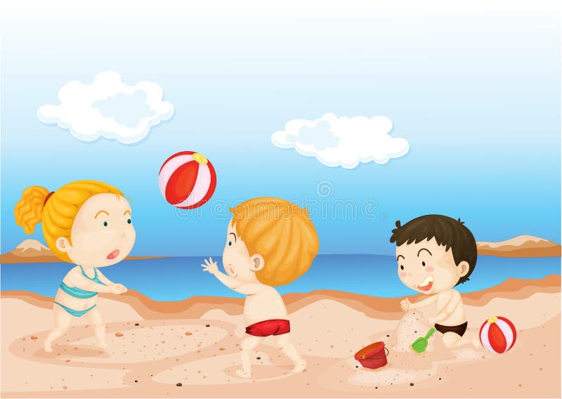 Bambini che giocano sulla spiaggia royalty illustrazione gratis Bambini che giocano sulla spiaggia royalty illustrazione gratis