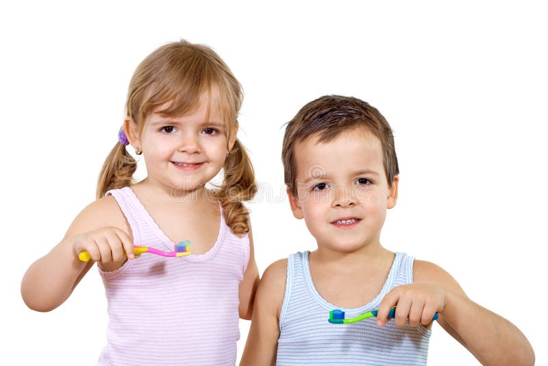Bambini con il toothbrush immagine stock libera da diritti Bambini con il toothbrush immagine stock libera da diritti