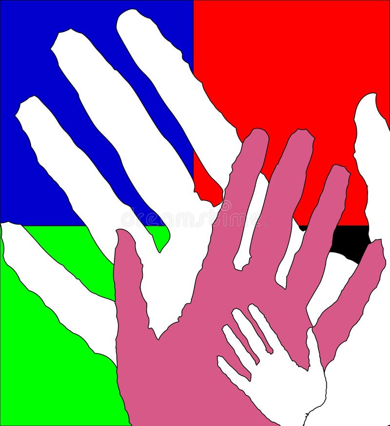 Bambini e mani adulte insieme illustrazione vettoriale Bambini e mani adulte insieme illustrazione vettoriale