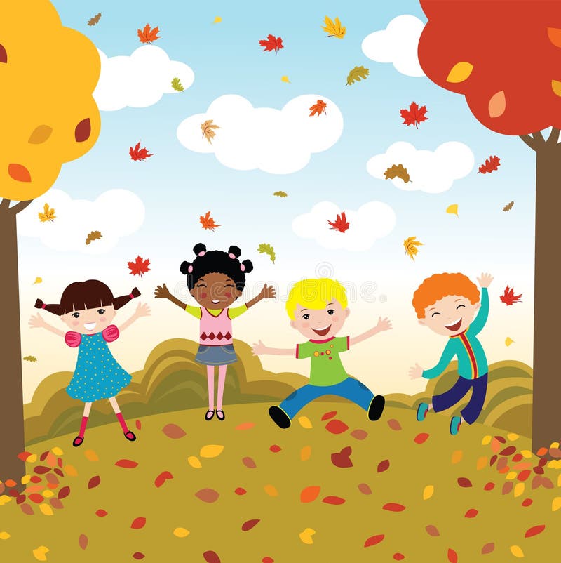Bambini felici in autunno royalty illustrazione gratis Bambini felici in autunno royalty illustrazione gratis