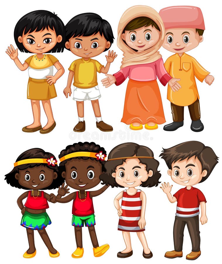 Bambini felici dai paesi differenti illustrazione di stock Bambini felici dai paesi differenti illustrazione di stock