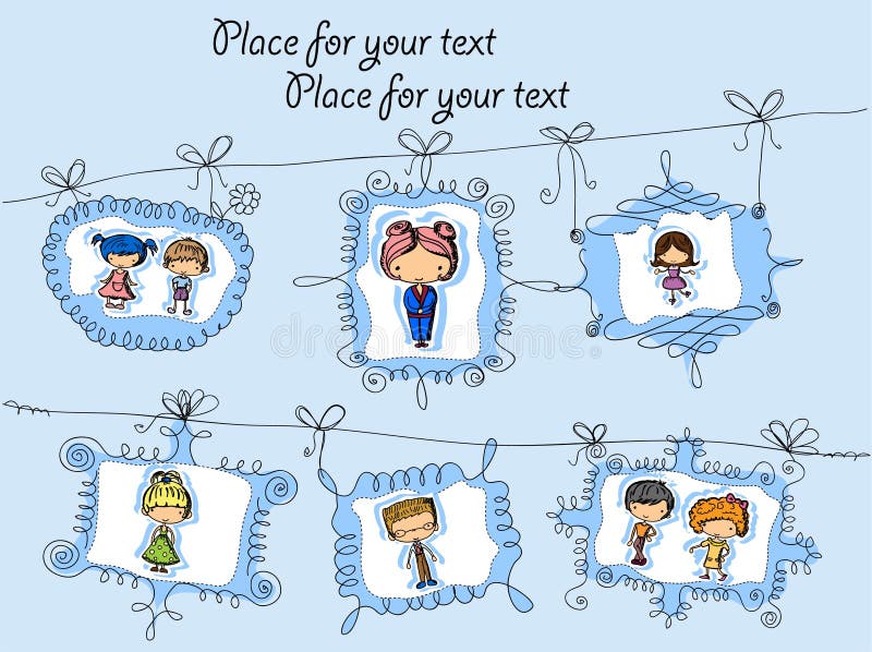 Bambini felici svegli del fumetto, fondo royalty illustrazione gratis Bambini felici svegli del fumetto, fondo royalty illustrazione gratis