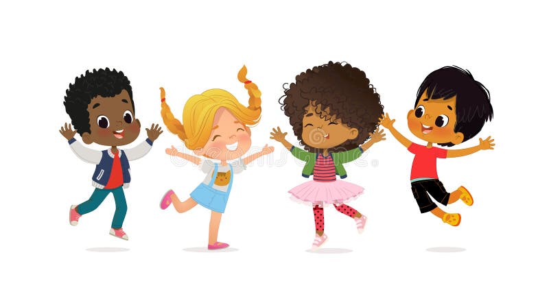 Bambini multirazziali della scuola I ragazzi e le ragazze stanno giocando insieme felicemente per saltare Gioco dei bambini all'e illustrazione vettoriale Bambini multirazziali della scuola I ragazzi e le ragazze stanno giocando insieme felicemente per saltare Gioco dei bambini all'e illustrazione vettoriale