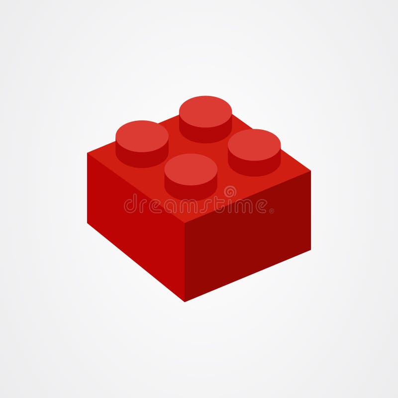 Bambini rossi giocattoli in mattoni o illustrazione vettoriale dell'icona di un blocco di costruzione