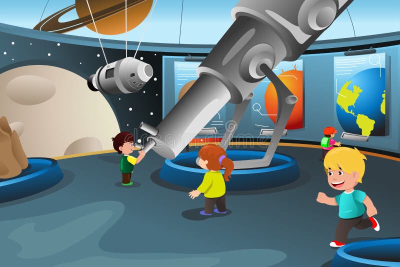 Bambini su un'escursione ad un planetario
