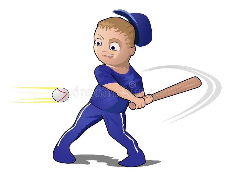 Bambino Che Gioca Baseball Con Un Blocco Illustrazione Vettoriale