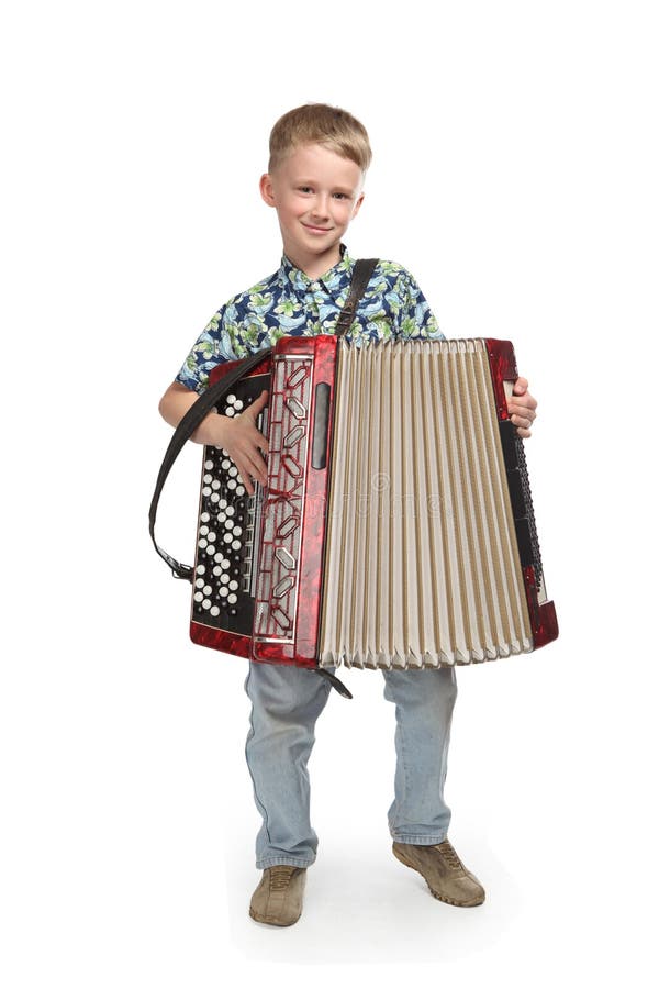 Bambino con la fisarmonica immagine stock. Immagine di bambino 30541619