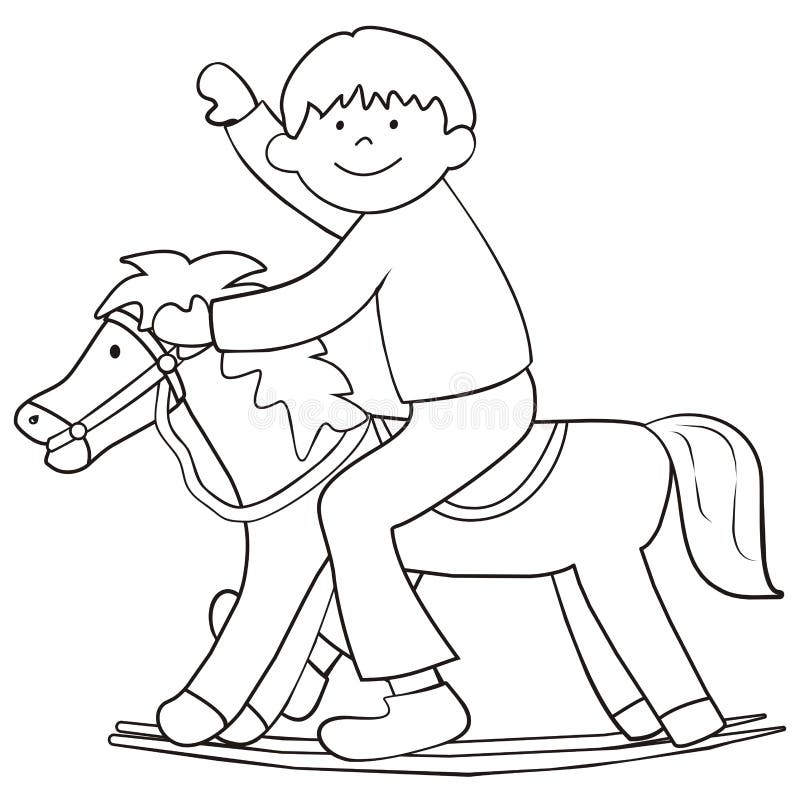 Bambino E Cavallo Libro Da Colorare Icona Di Vettore Illustrazione Vettoriale Illustrazione Di Animale Libro