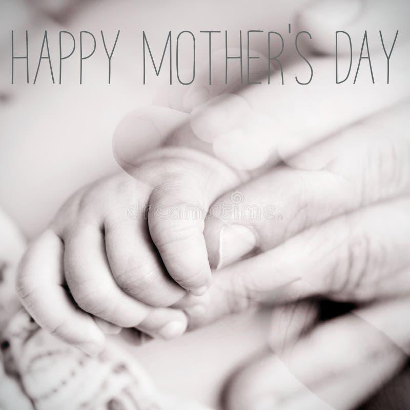 Bambino e mamma e giorno di madri felice del testo immagine stock Bambino e mamma e giorno di madri felice del testo immagine stock