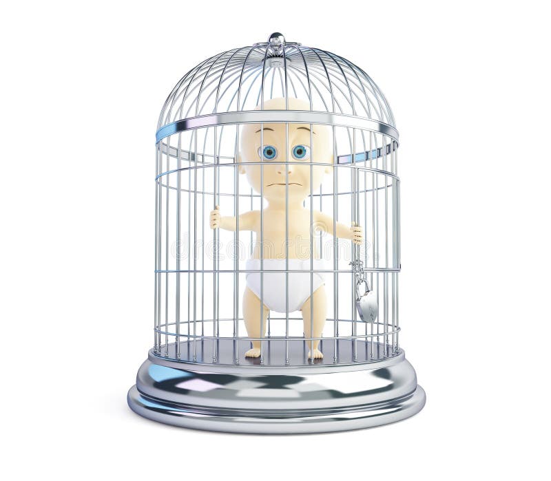 Bambino in una gabbia su un fondo bianco royalty illustrazione gratis Bambino in una gabbia su un fondo bianco royalty illustrazione gratis