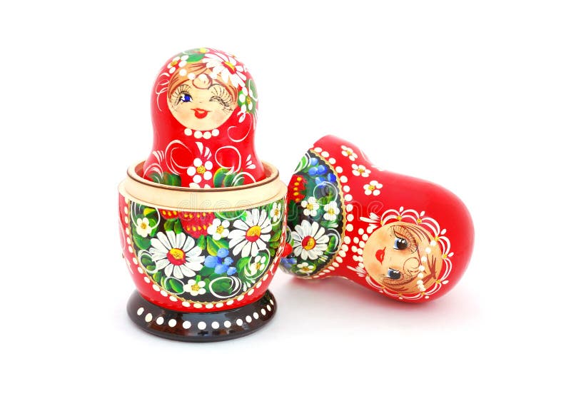 An opened Russian doll isolated on a white background. An opened Russian doll isolated on a white background.