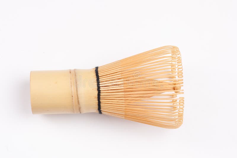 Bamboo Brush Tea Whisk Called Matcha on White Background. Closeup