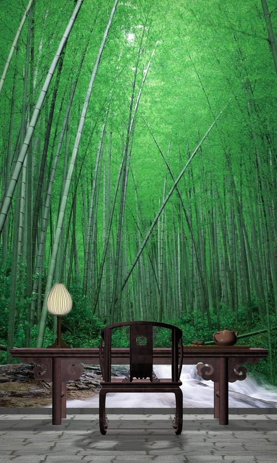 Bamboo garden stock photo. Image of ornate, chair, plant 23960624