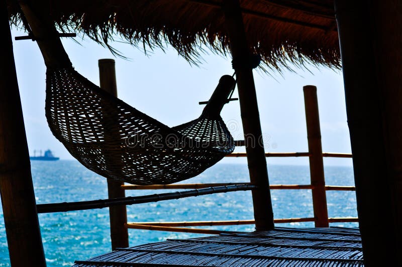 Bamboo hammock on a bamboo hut