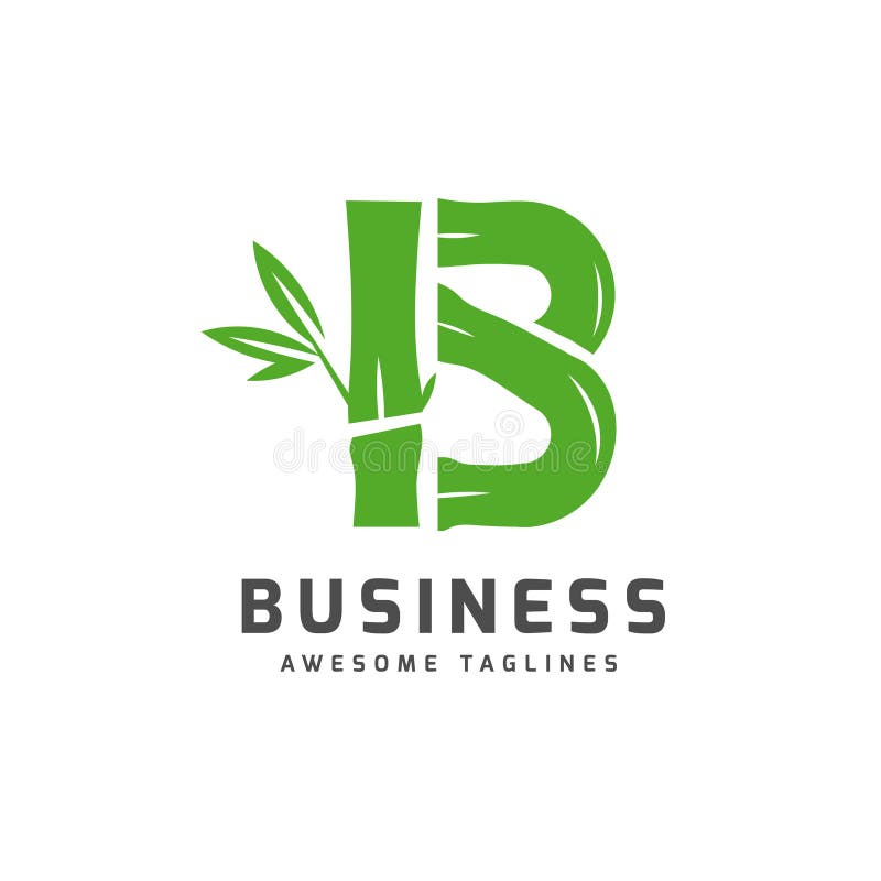 Bamboo with initial letter b logo stock illustration