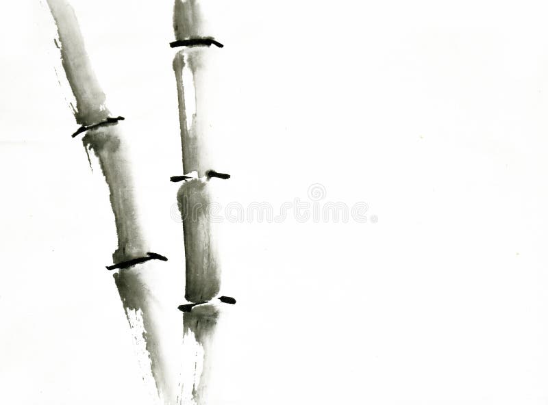 Bamboo Ink Brush Painting In Chinese Traditional Art Style Stock Image Image Of Eastern Beautiful