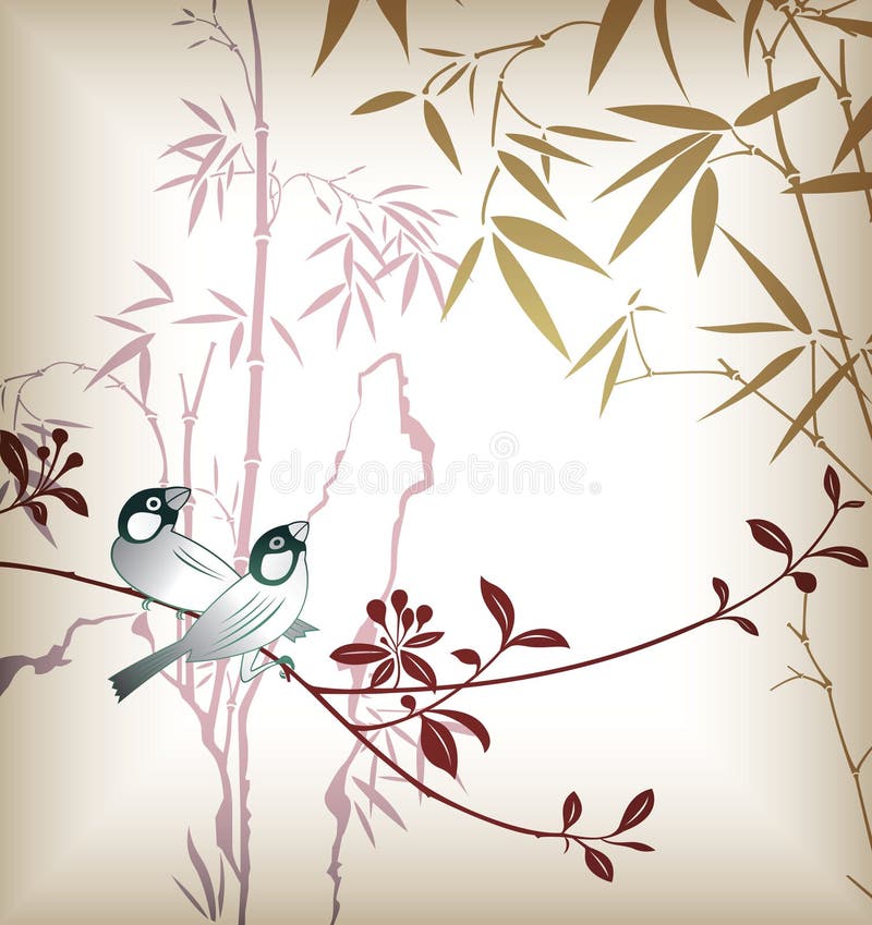 Bamboo Leaf and Bird 1