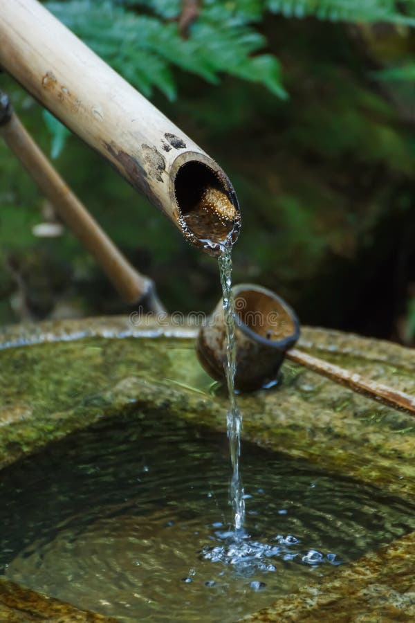 Bamboo Pipe with Water Dipper Stock Image Image of wood, japanese