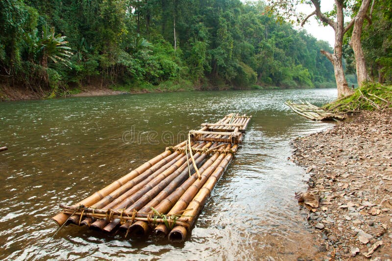 Bamboo Raft Floating in River Stock Image Image of tourist, raft 24968015