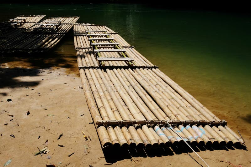 Old Bamboo Raft Is Floating On The River In The Thailand Stock Photo Image of culture