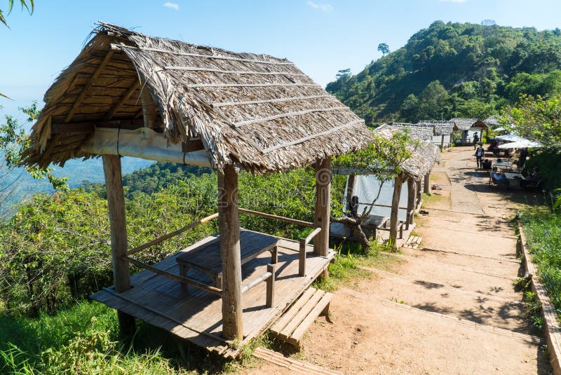 chiang mai thailand december 24 2015 charming open air bamboo restaurant at doi mon jam in chiang maithailand