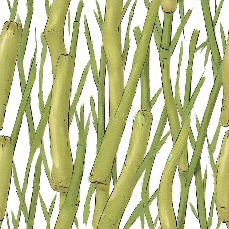 Bamboo schießt Aquarellbilder-Zeichenketten stock abbildung