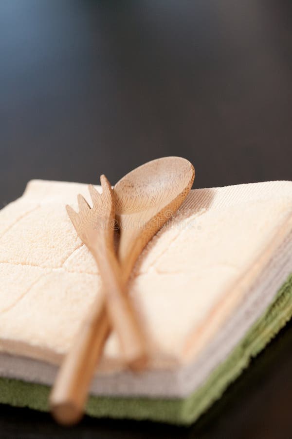 Bamboo Spoon and Fork stock image. Image of pattern, colour 12365831