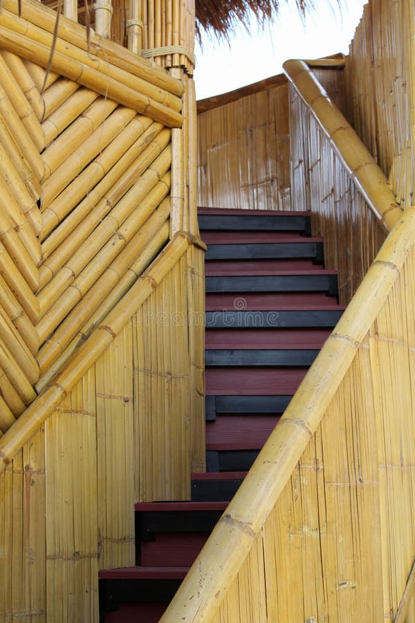 Bamboo Staircase To Upper Floor Stock Image Image of floor, entrance